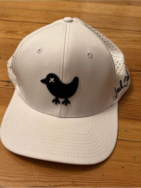 Bad Birdie Golf Hat White Snapback Perforated Performance Cap Black Logo